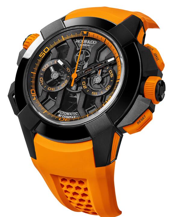 Review Jacob & Co EPIC X CHRONO BLACK TITANIUM (ORANGE BAND) EC313.21.SB.BO.EHI4S Replica watch